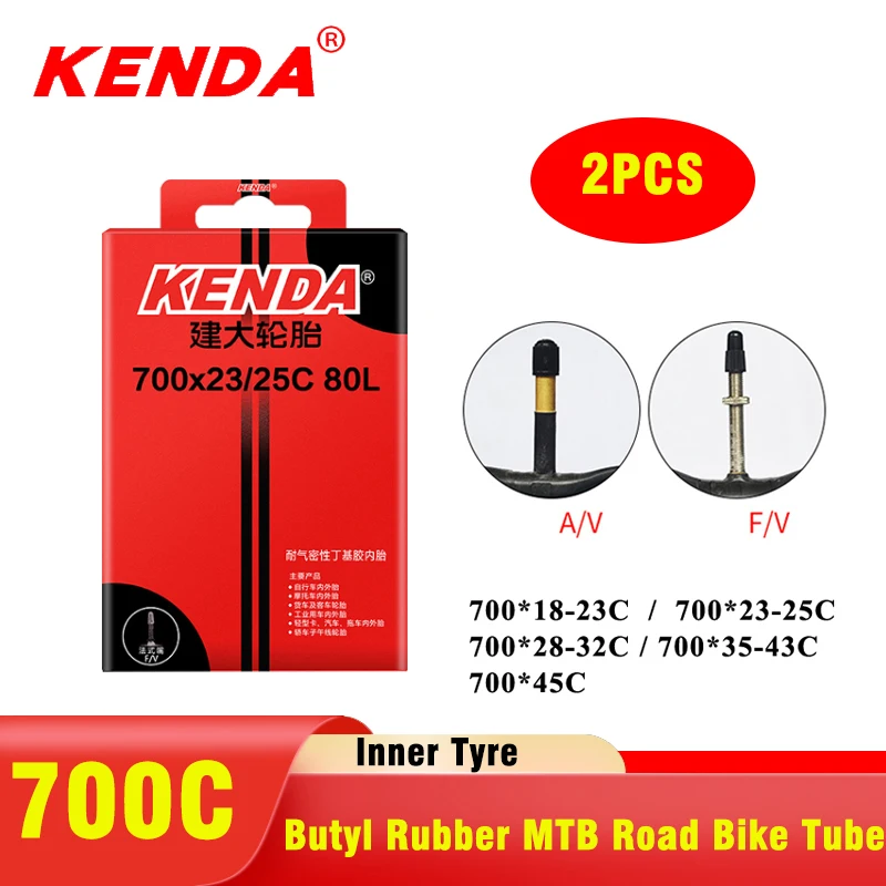 Inner Tube 700C - 2PCS KENDA Fiets Binnenband 700C 23C