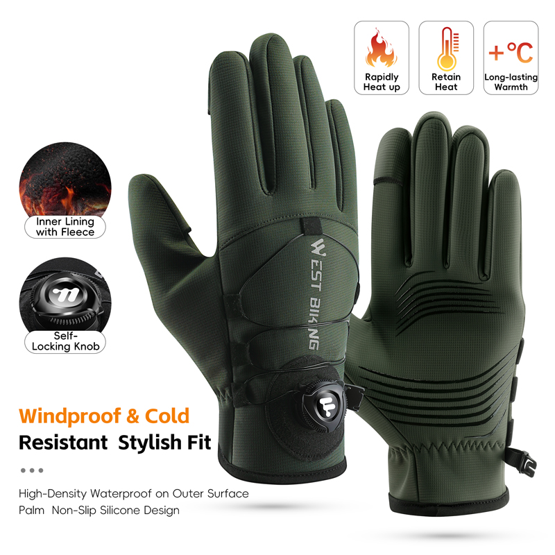 Winter Cycling Commute - Winterfietshandschoenen Magnetische snelsluiting Thermisch geïsoleerde touchscreenvingers