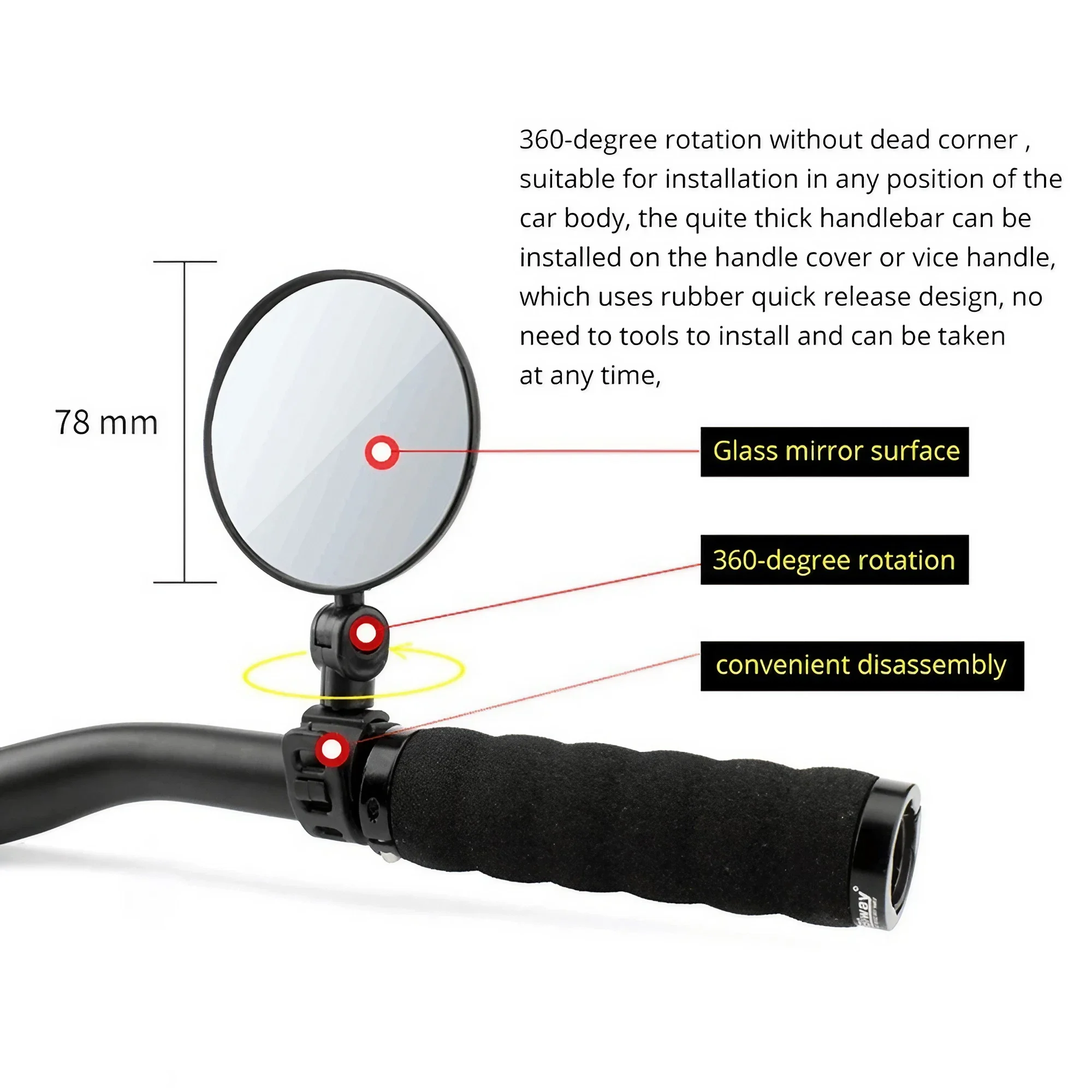 Verstelbare fietsstuur achteru - Mirror Handlebar Convex recensie en prijs