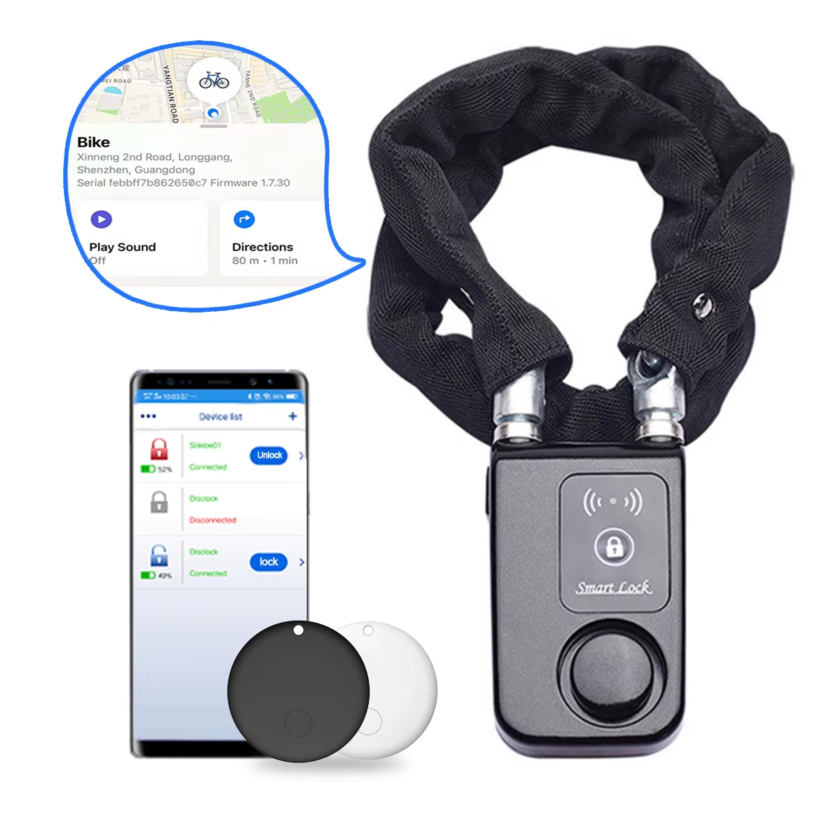110dB Alarm Fietskettingslot m - Chain Lock Combination recensie en prijs